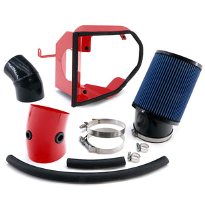 Cornerstone Performance Solutions 4.5in Powder-Coated Closed Box Cold Air Intake for the 2017 - 2022 Dodge Hellcat With Air Grabber Hood - Prismatic Powders Flag Red